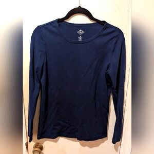 St. John's Bay Navy, long sleeve, cotton tshirt, size M